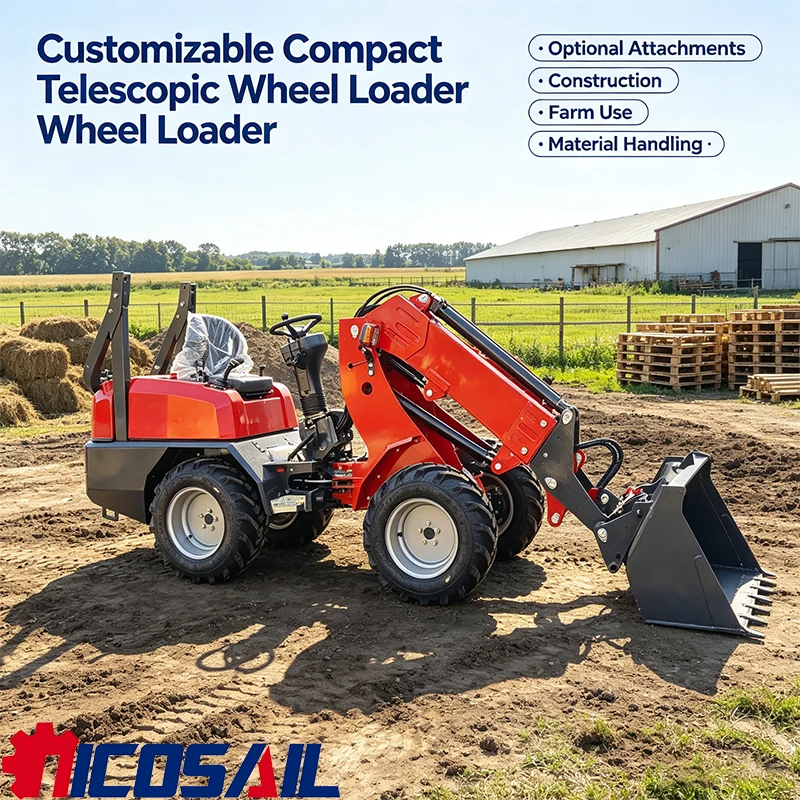 Customizable Compact Telescopic Wheel Loader with Optional Attachments for Construction, Farm & Material Handling