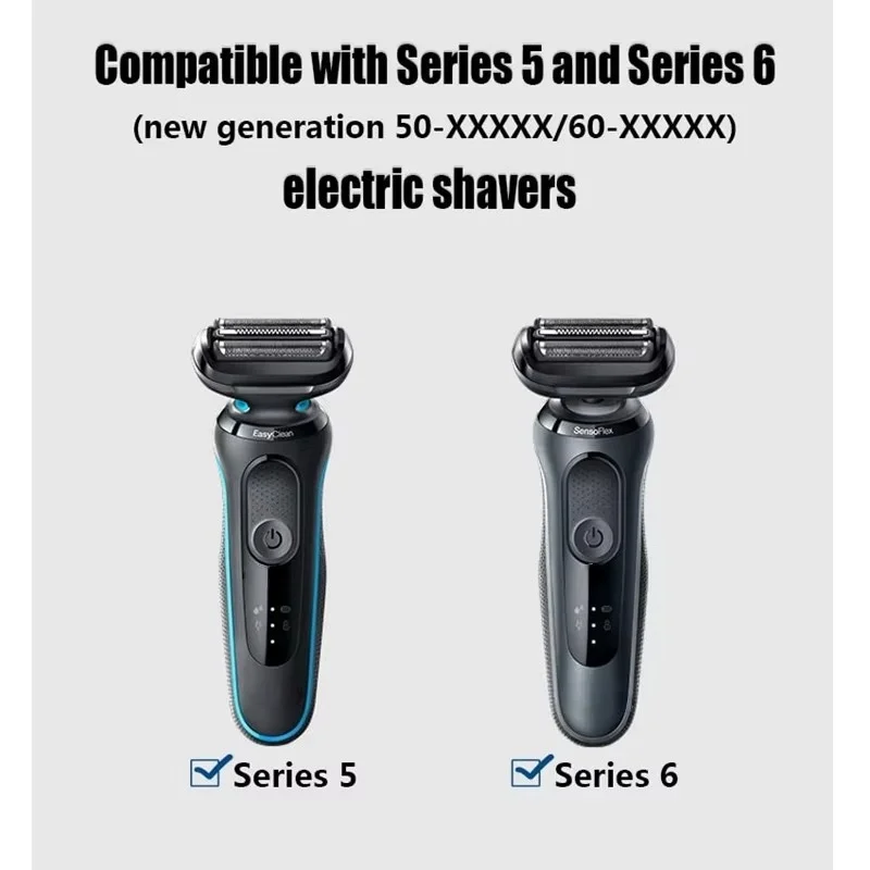 رأس بديل من السلسلة 5/6 53B متوافق مع ماكينة الحلاقة الكهربائية براون 5018s، 5020s، 5031s، 5050cs، 6020s، 6072cc، أسود