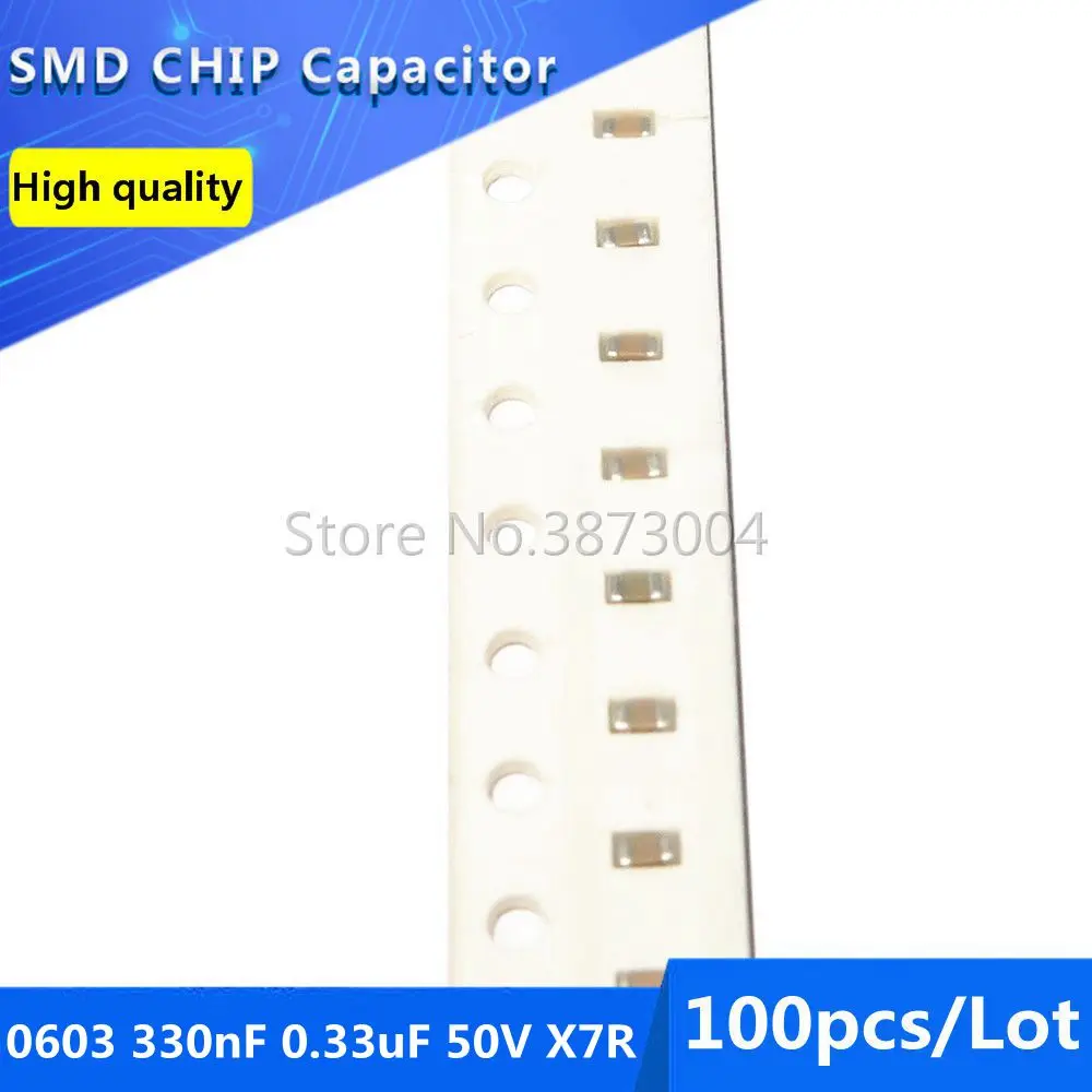 4000pcs 0603 330nF 0.33uF 50V X7R 10% SMD Chip Capacitor