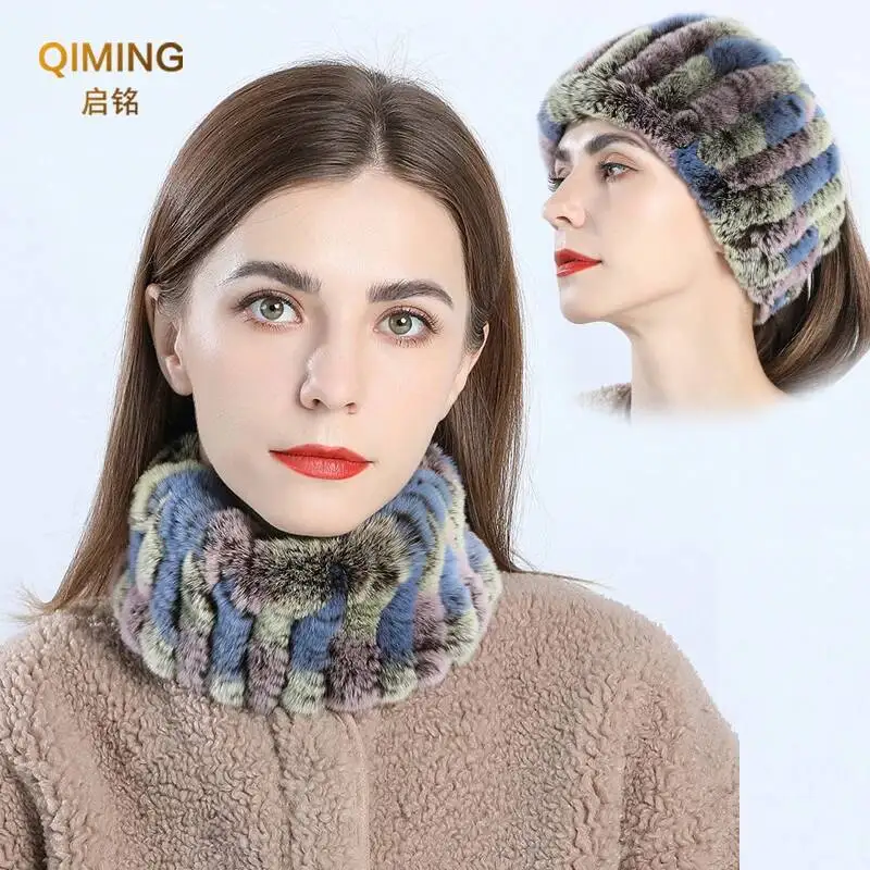 

Женский шарф из натурального меха, шарфы с кольцами, вязаные эластичные повязки на голову из кроличьего меха, шейный платок, шарф на шею с меховым воротником, роскошный капюшон, снуд, зима