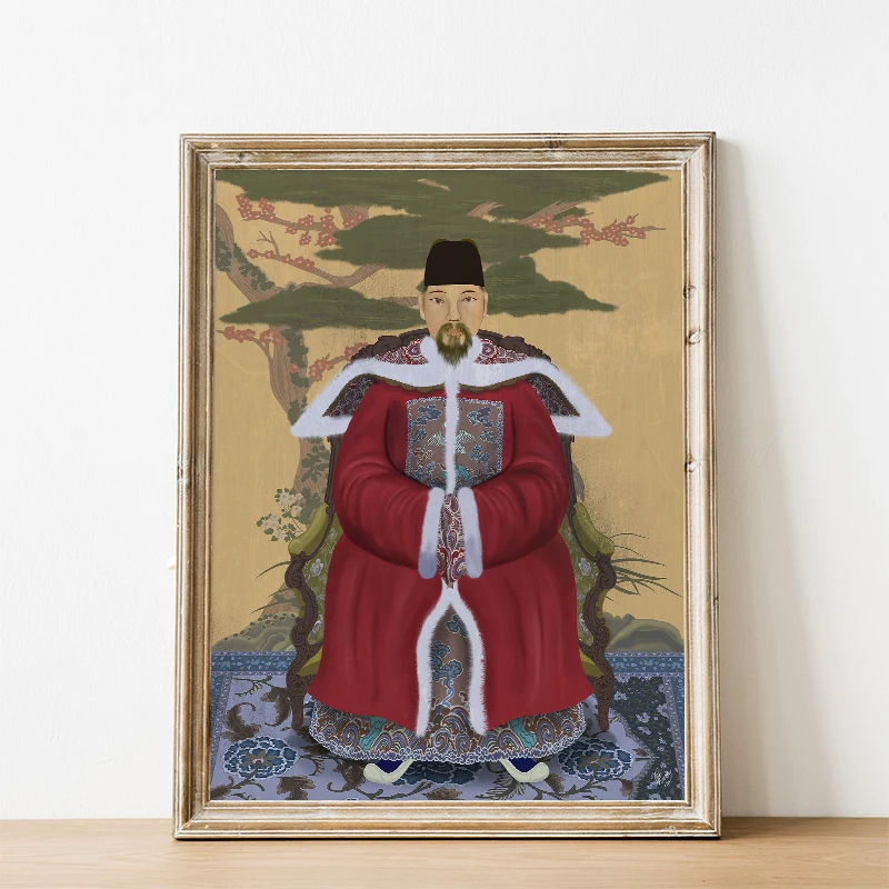 Chinese Ancestor Portrait Traditional Vintage Posters and Prints Canvas Printing Wall Art Picture for Living Room Home Decor