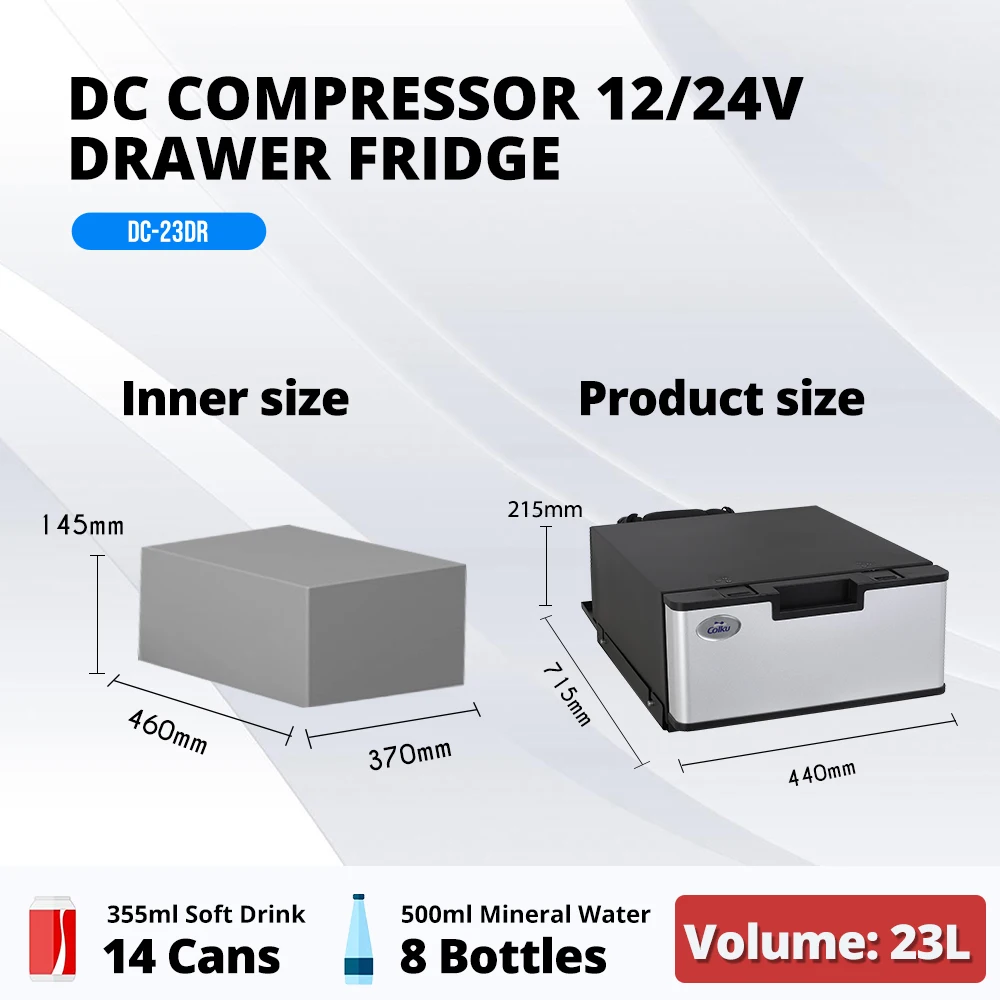 Factory Price Drawer 12 volt Fridge Cabinet Compressor Freezer 23L Mini Refrigerator with Compressor