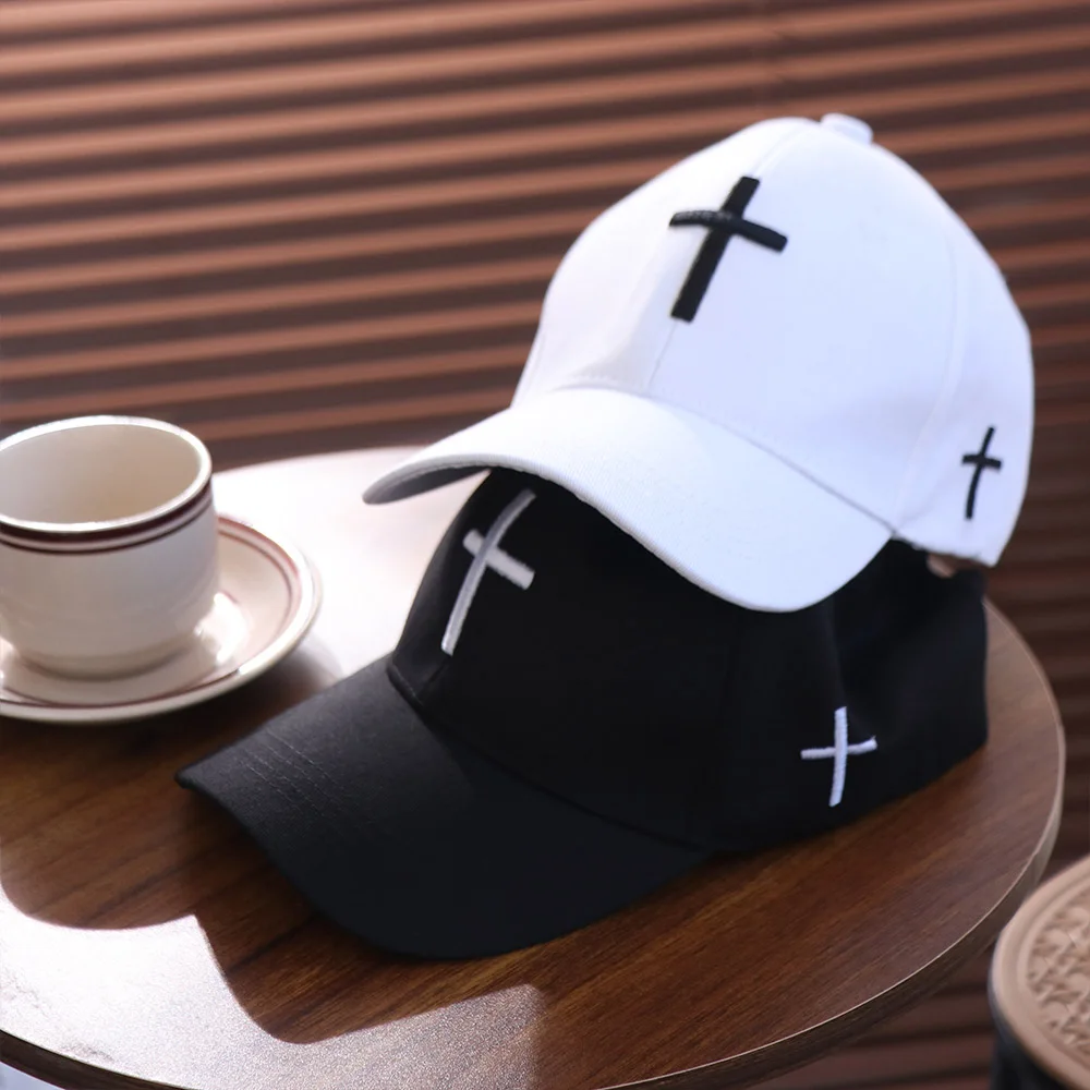 

Versatile Casual Cross Embroidered Hat Cotton Spring Cross Baseball Cap Sunscreen Sun-shading Duck Tongue Cap Unisex