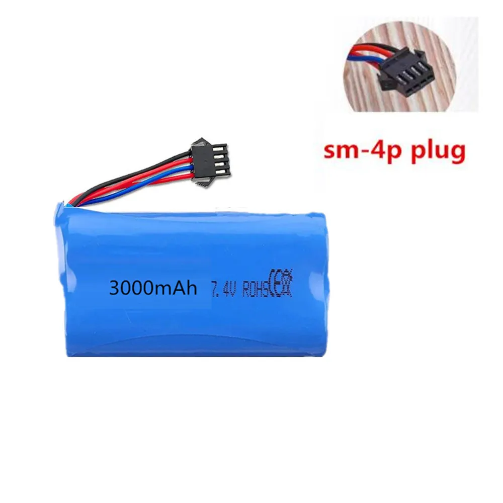 7.4v 8000mAh 3000mAh Battery /sm-4p plug / Charging line Cable Suitable For: Huina 1538 Rc Truck Parts Battery
