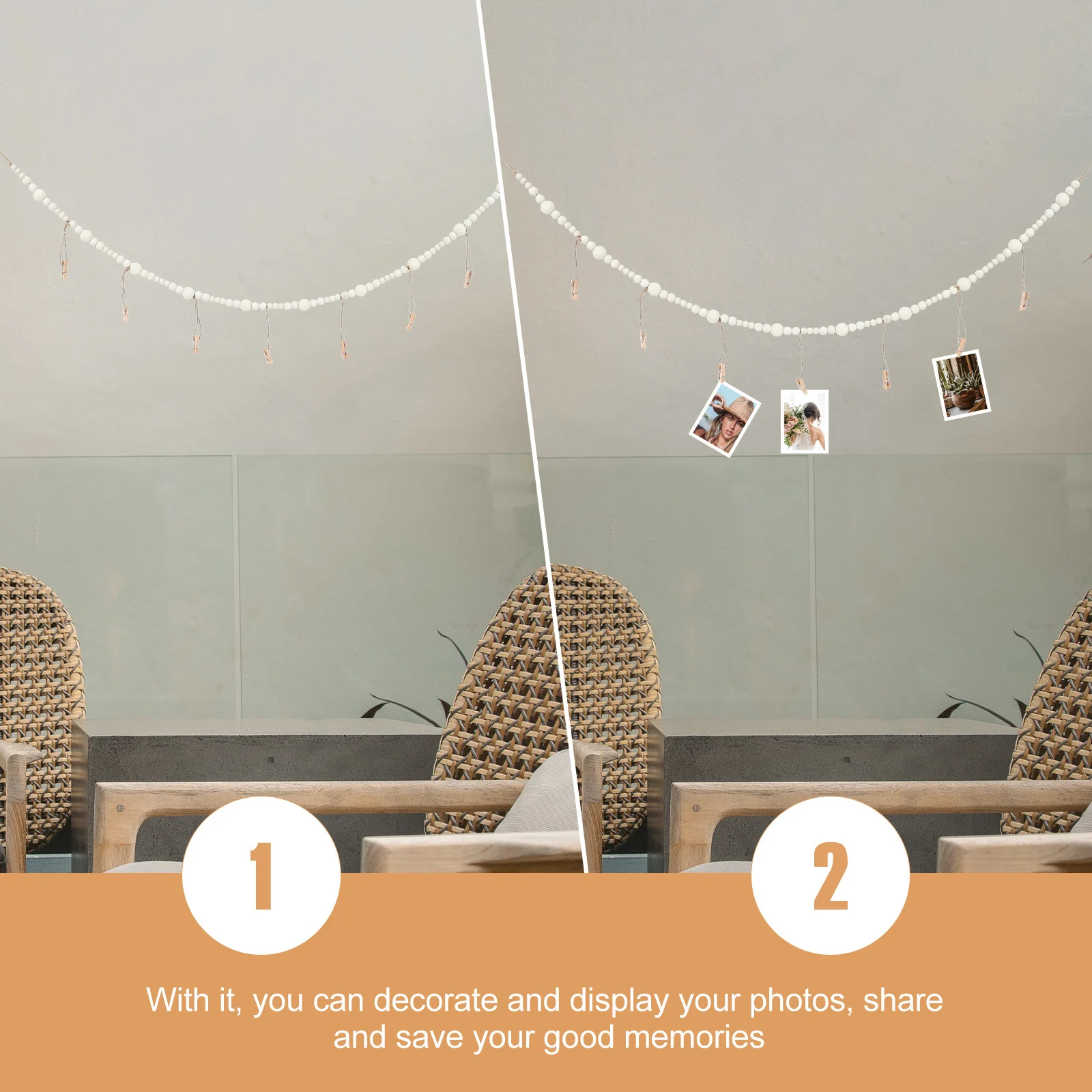 

Wooden Beads Photo Clips Nordic Decorative Mini Clips for Photo Holding Memo Notes Holiday Party Home Decor