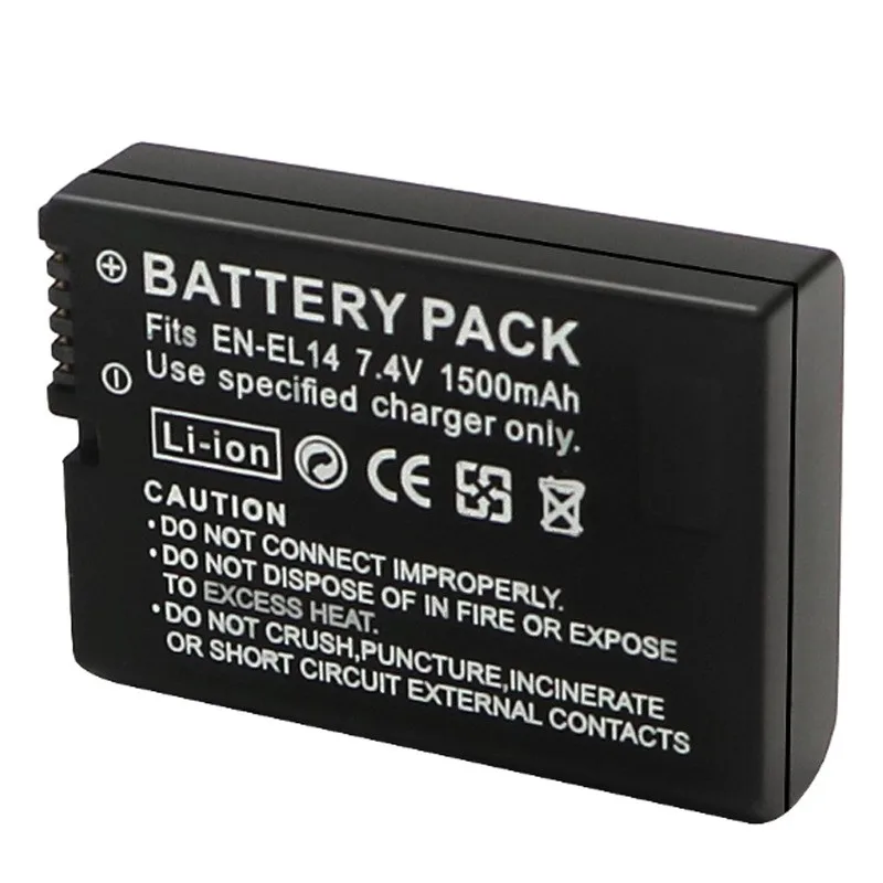 1500mAh EN-EL14 EN EL14 Camera Battery For Nikon EN-EL14A D3100 D5500 D5300 D5600 D3300 D3400 Coolpix P7000 D3500 USB Charger