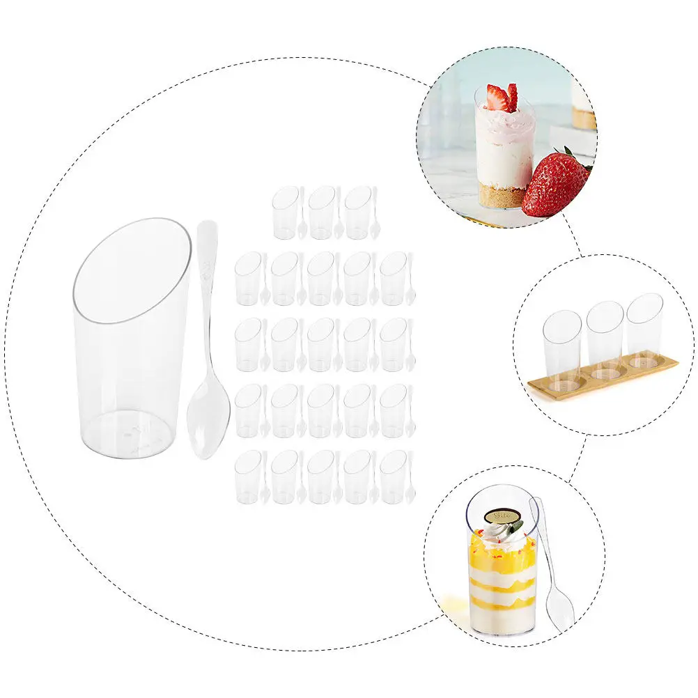 

24 набора прозрачных стаканчиков для десертов, многофункциональные одноразовые стаканчики для пудинга для вечеринок, свадеб, дней рождения, праздничные принадлежности, стаканчики для пудинга
