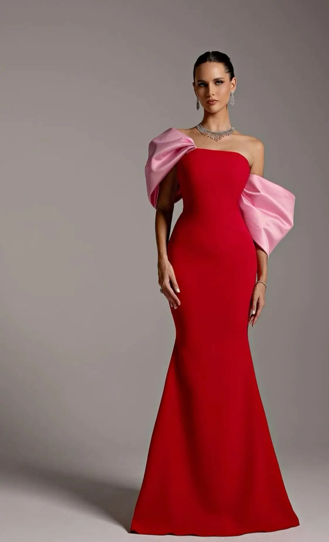

Red and Pink Strapless Memaid Evening Party Gowns Haute Couture Woman Prom Dresses for Photoshoot 2025 New