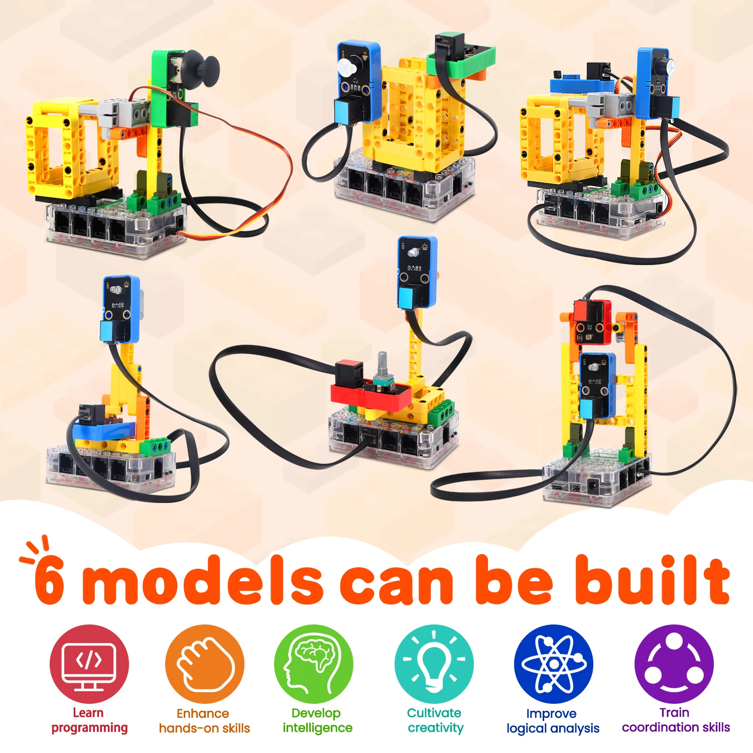 Kidsbits STEM Electronic Building Blocks Smart Binsite Kit Base on Arduino UNO/ESP32/PICO Develop Scratch Programming Aged 9-12