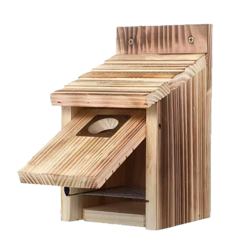 Bird Houses for Outside with Metal Guard for Swallow , Carbonized Wooden Nesting Boxes-ABLL