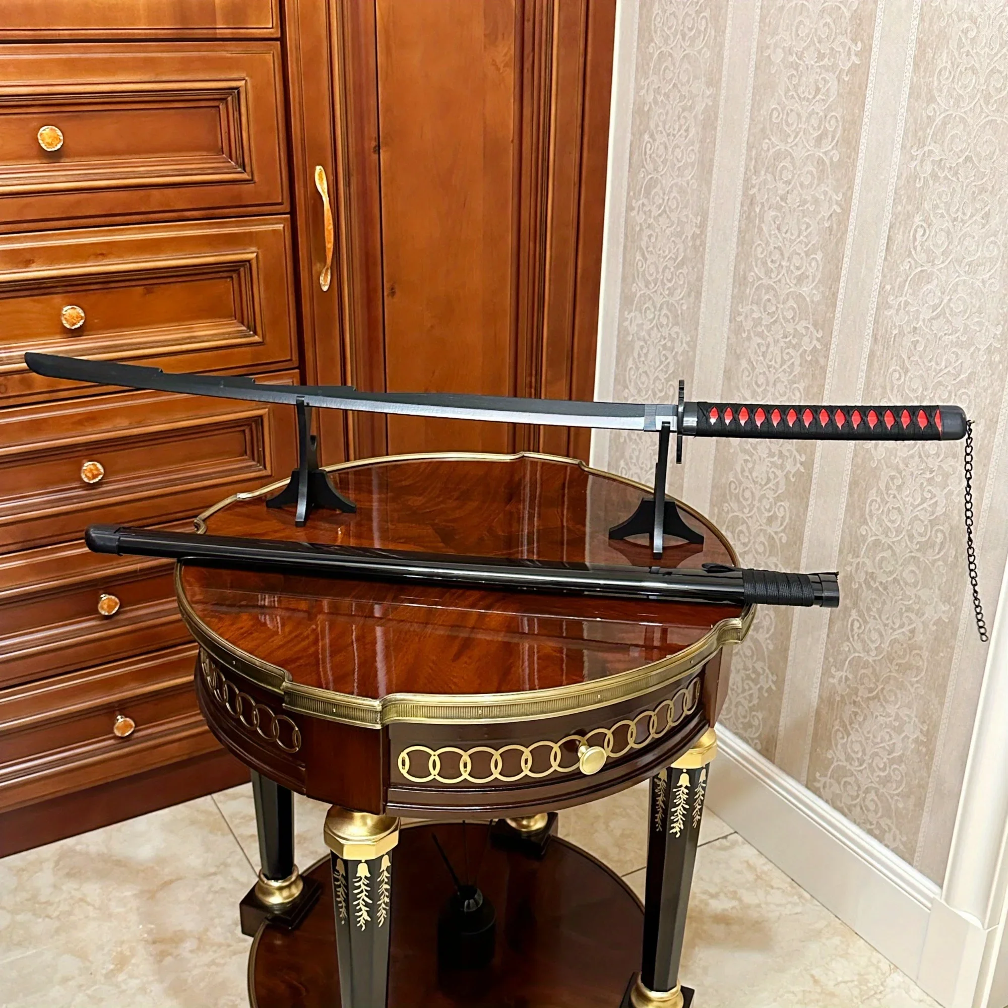 39.3inch Bleach Kurosaki Ichigo Wooden Katana Sword Katana Sabre Original Samurai Sabre Ninja Knife Cosplay Accessories Prop Toy