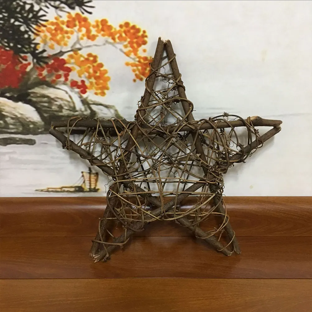 

5pcs 15Cm Pentagram Rattan Christmas Decoration Ornament Table Home Office Cafe Hotel Party Embellishment Craft Gift