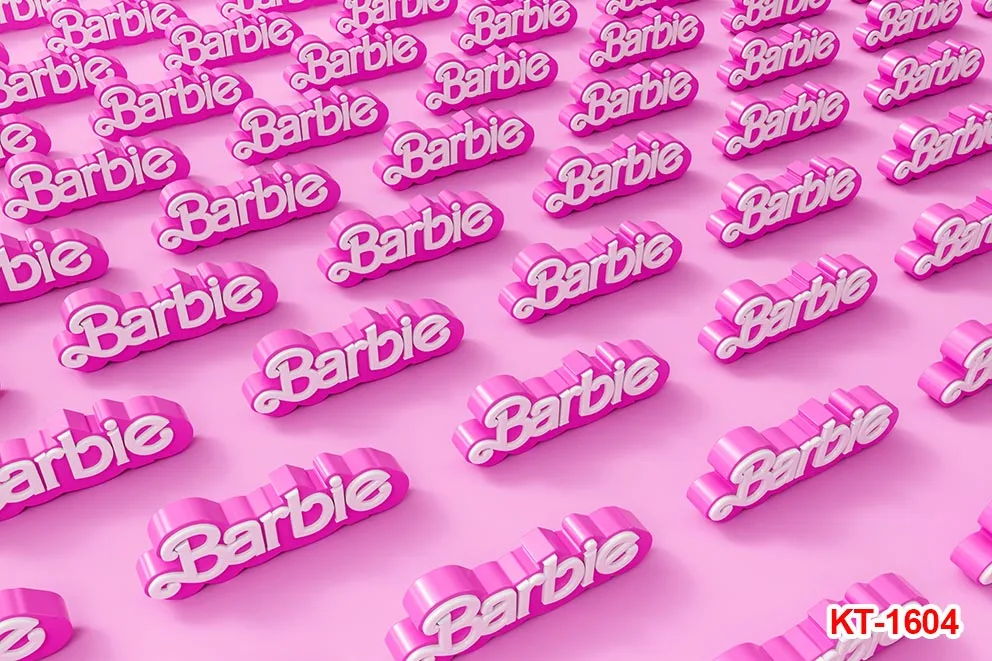 ฉากหลังปาร์ตี้บาร์บี้พื้นหลังสำหรับถ่ายภาพสีชมพูเหมาะสำหรับสุภาพสตรีงานเลี้ยงวันเกิดปาร์ตี้เค้กแบนเนอร์ตกแต่งเครื่องประดับโต๊ะ