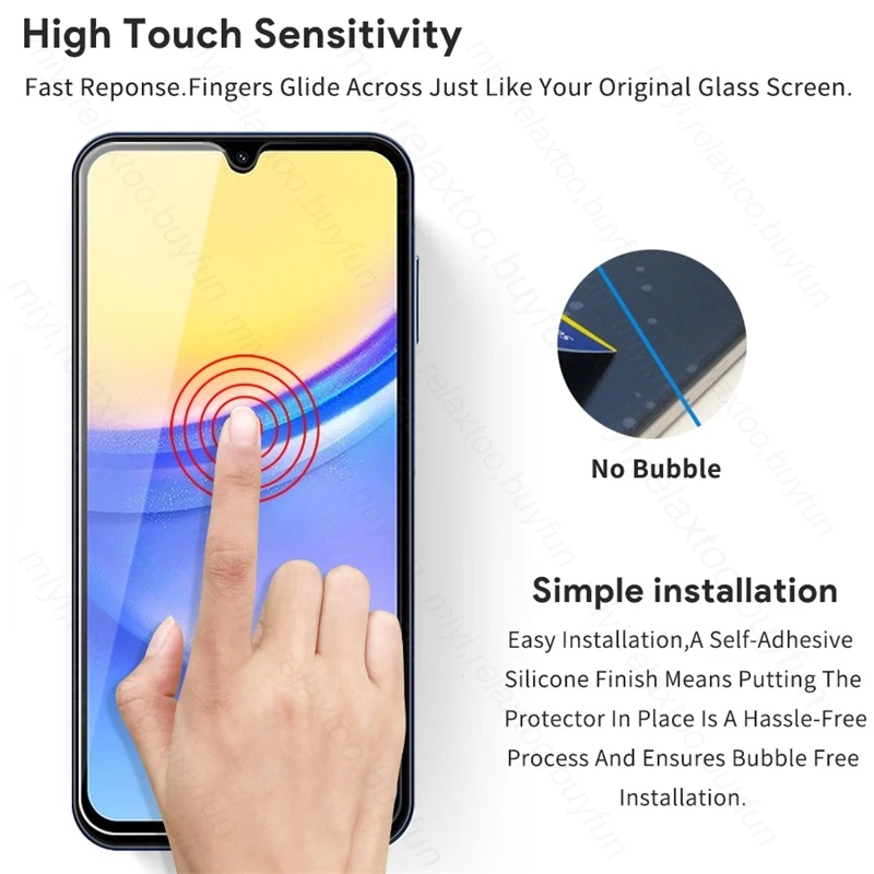 2 Piezas Vidrio Templado Protector de Pantalla para Samsung Galaxy A15 4G 5G, Samsung A 05 15 25 35 55 A16 A26 A36 A56 A16 A17 A37 A57 4