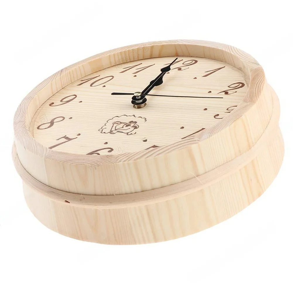 Hard-Wearing Wooden Sauna Clock with Embedded Thermohygrometer for Continuous Temperature and Humidity Display