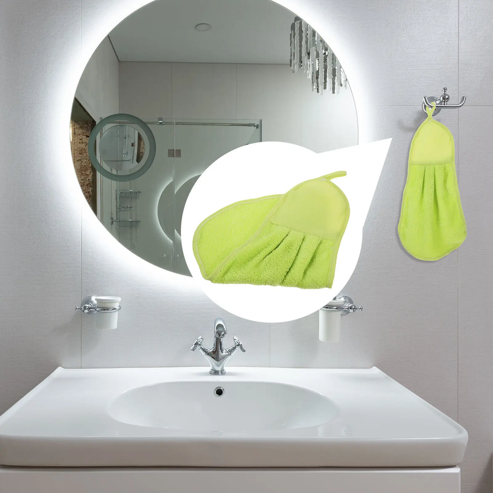2Pcs Absorbent Quick-Drying Towels Soft Non-Scratch Hand Towel for Kitchen Dish Wipe Bathroom Car Wash Hanging Drainable Towel
