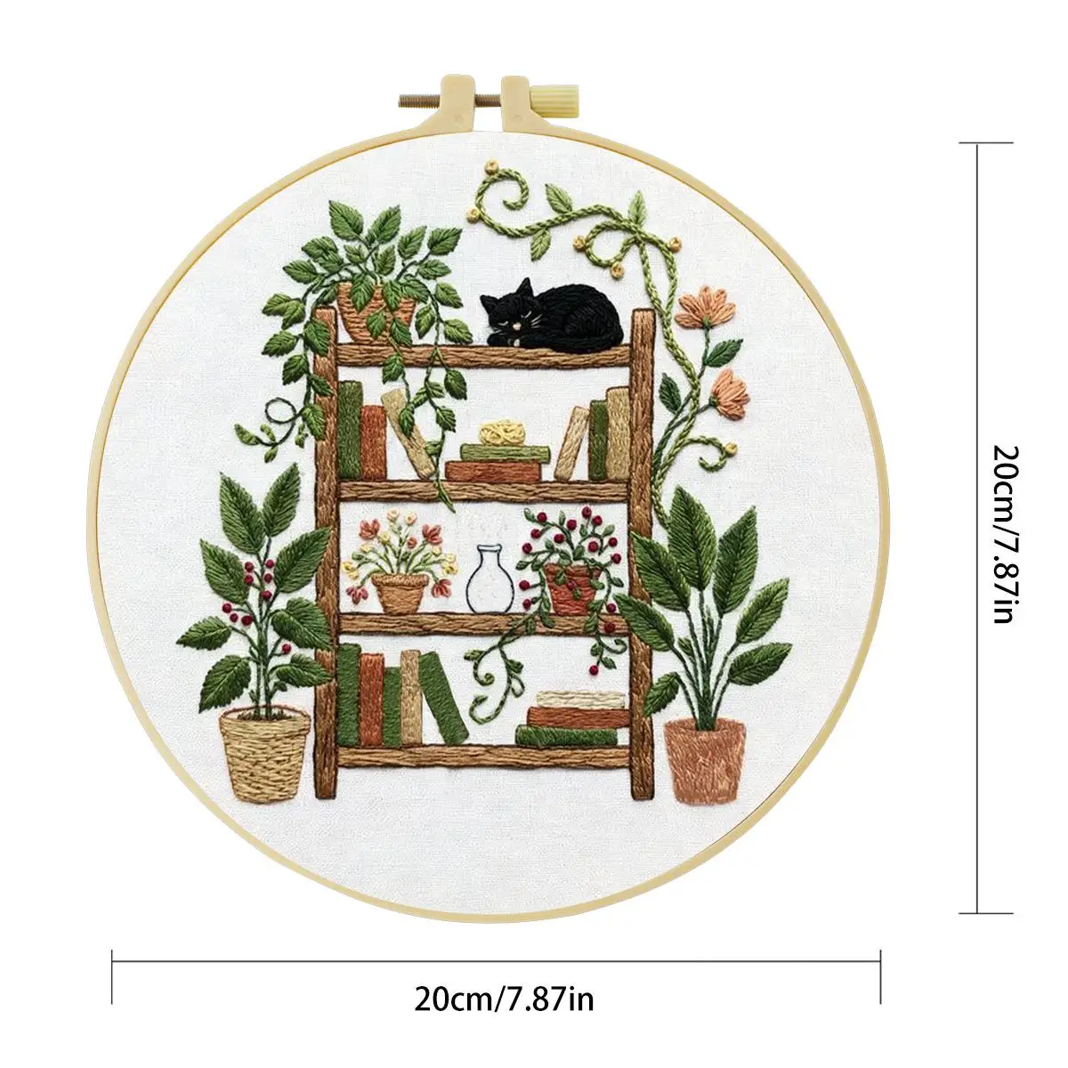 1 Stück 20X20CM/15X15CM 7,87/6,3 Zoll Fresh Bookshelf Stickerei Starter-Kit DIY-Kit DIY-Stickerei-Set für Anfänger – Detail 3