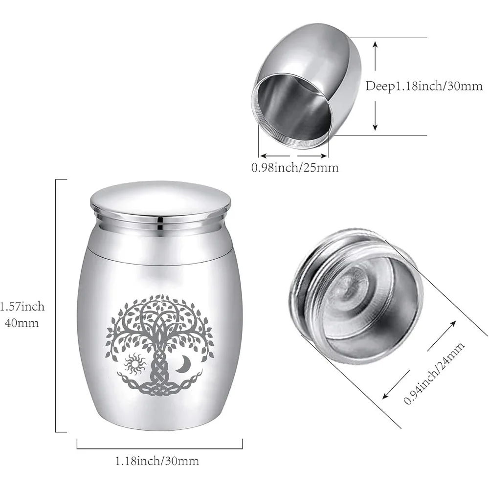 Small Urns for Ashes Mini Cremation Urns Ashes Keepsake Memorial Stainless Steel Metal Funeral Urn Sun Moon Burial for Pet Human
