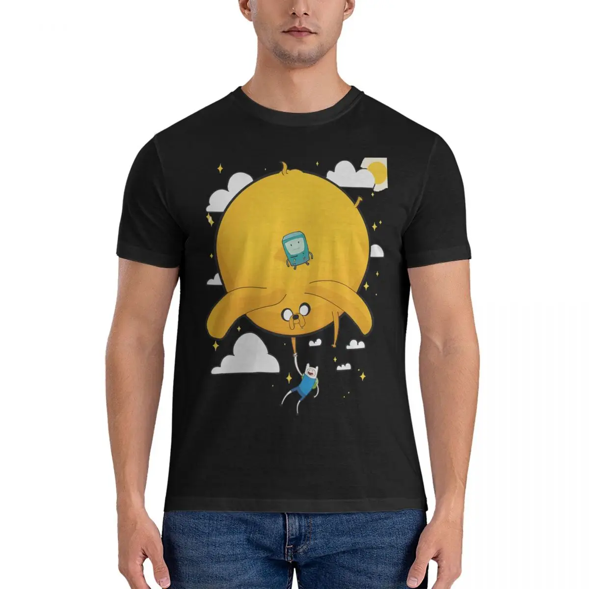 Casual Smart T-Shirt Men Crew Neck Cotton T Shirt A-Adventure Time Short Sleeve Tees Summer Clothing