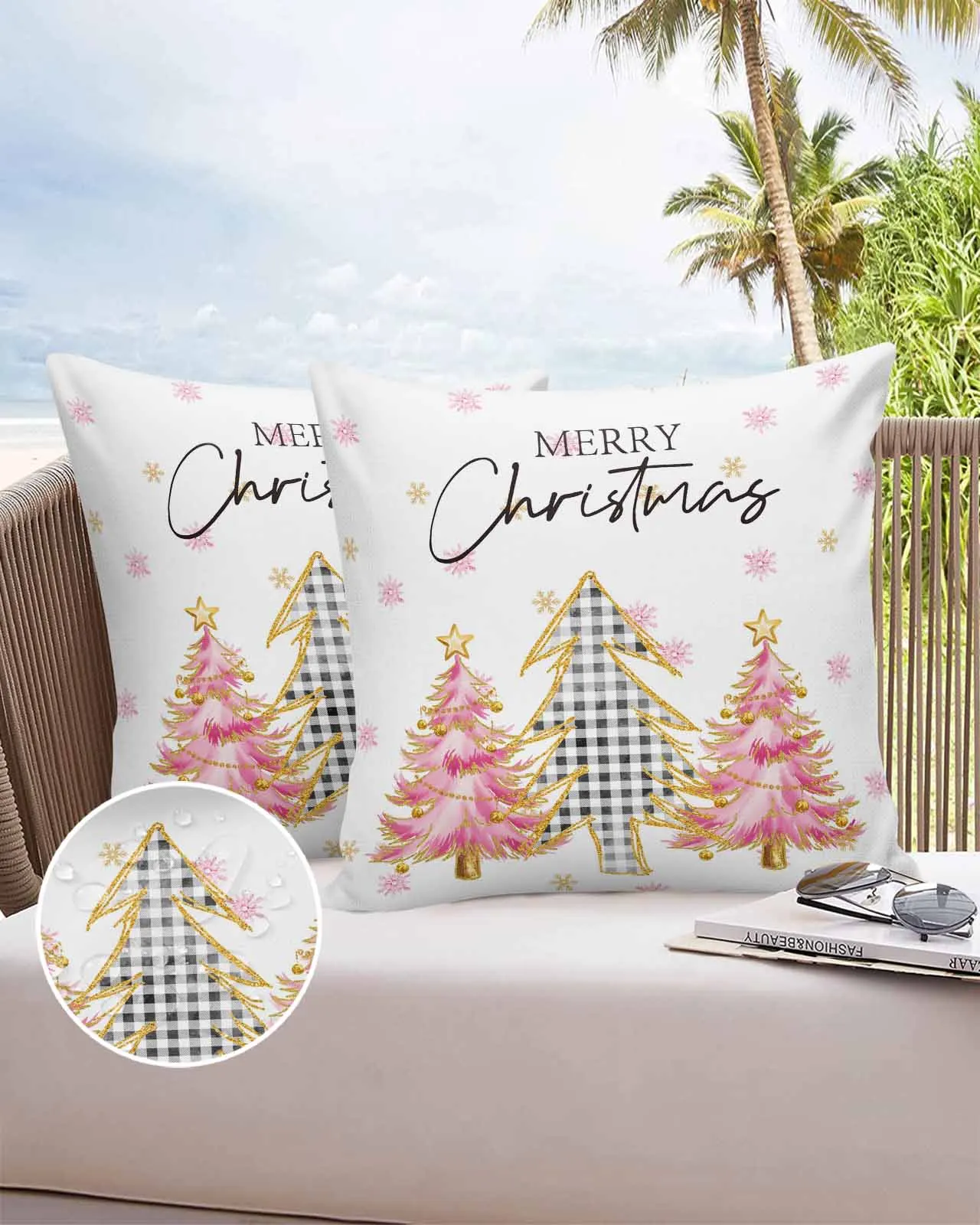 

2/4 шт. водонепроницаемая наволочка с ручной росписью Рождественская елка уличная наволочка сад патио наволочки домашний декор