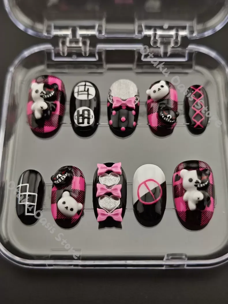 Enoshima Junko Cosplay Art Nails Figurine Manicure Danganronpa Character Impression Nail Gift Ornaments Handcraft Periphery