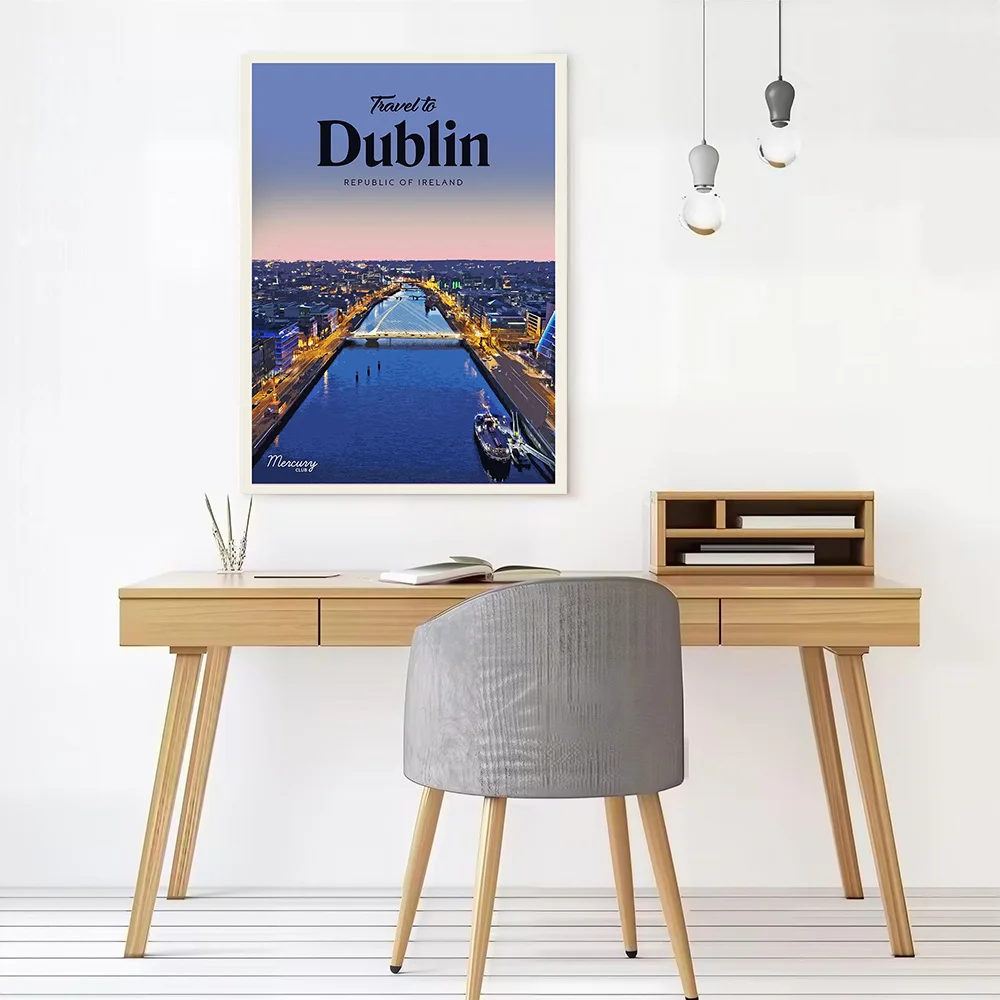 Visit Dublin Canvas Wall Arts Poster Customizable Pictures Printing for Room Specialty and Themed Home Decor Ornaments Bedroom