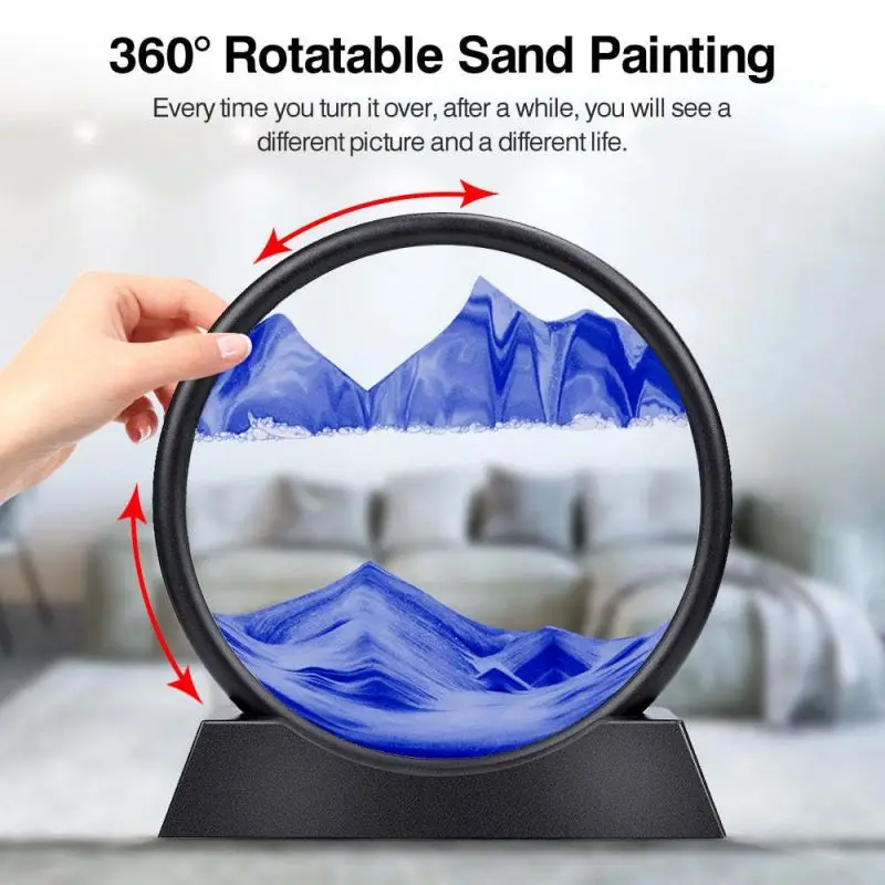 Quicksand Painting Sand Art Round Glass 3D Hourglass Deep Sea Sandscape In Motion Display Flowing Sand Frame For home Decor