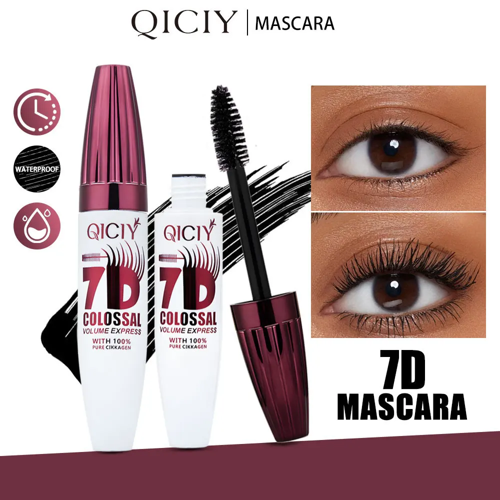 7D Schwarze Mascara Verdickend Volumen Verlängernd Wimpernkräuselnd Wasserfest Wischfest Schnelltrocknend Langanhaltend Flüssige Faser-Mascara
