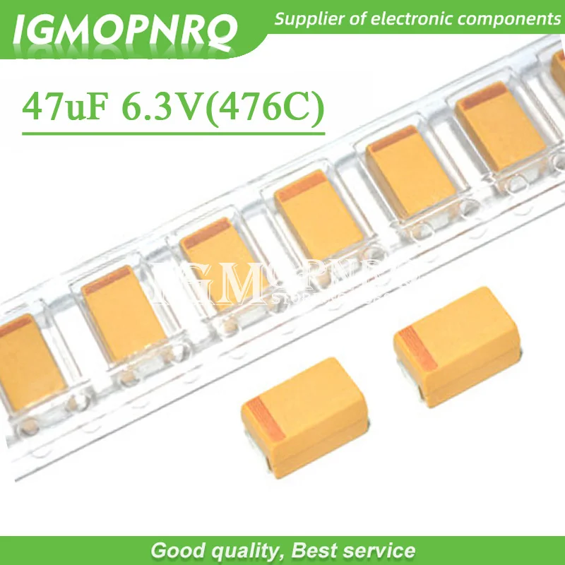 

20 шт., Конденсатор тантала 3216 47uF 6,3 V 476C SMD, емкость в 47 мкФ, новый оригинальный IGMOPNRQ