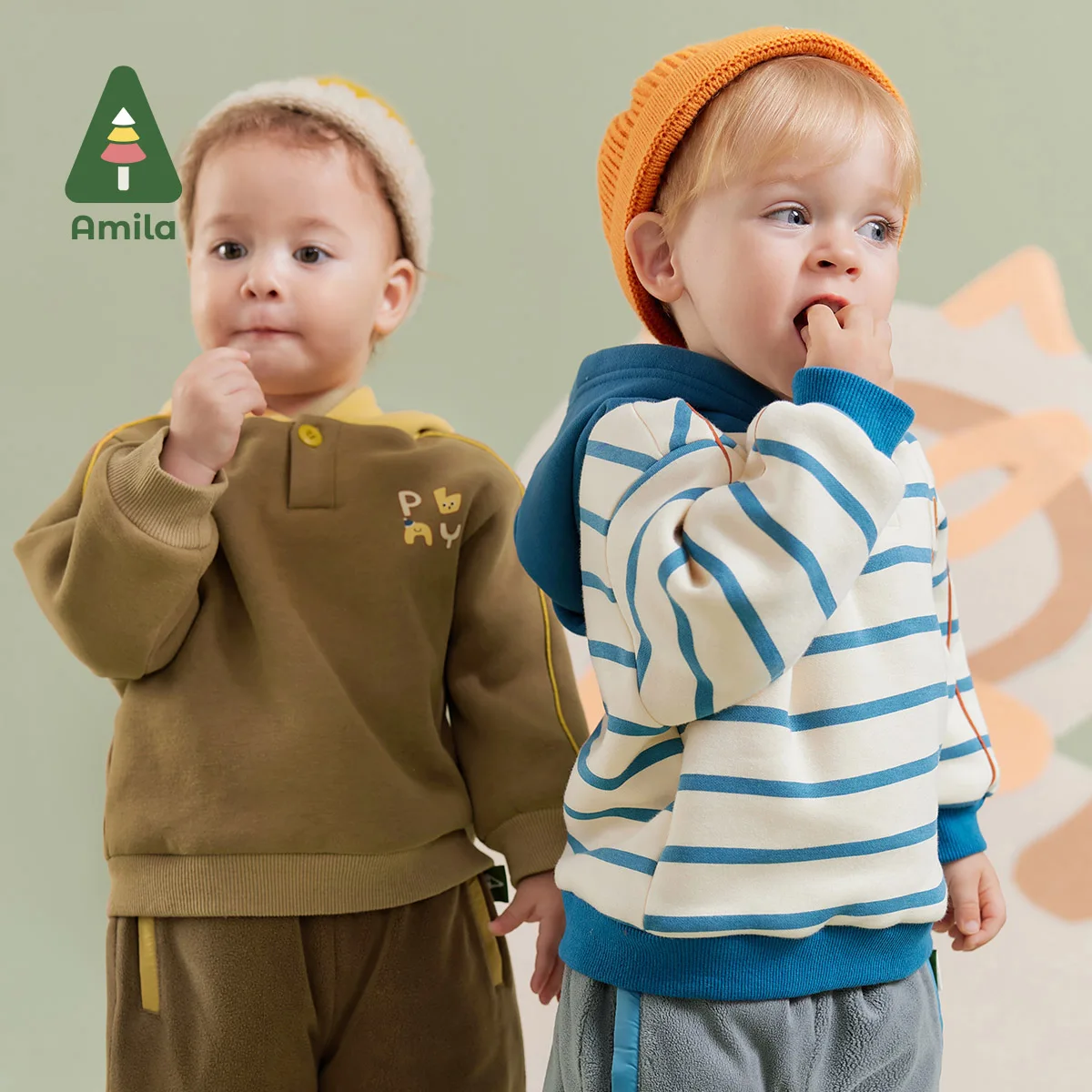 Amila felpa con cappuccio per neonato 2024 inverno nuovo multicolore con cappuccio morbido e accogliente Color Blocking abbigliamento caldo per