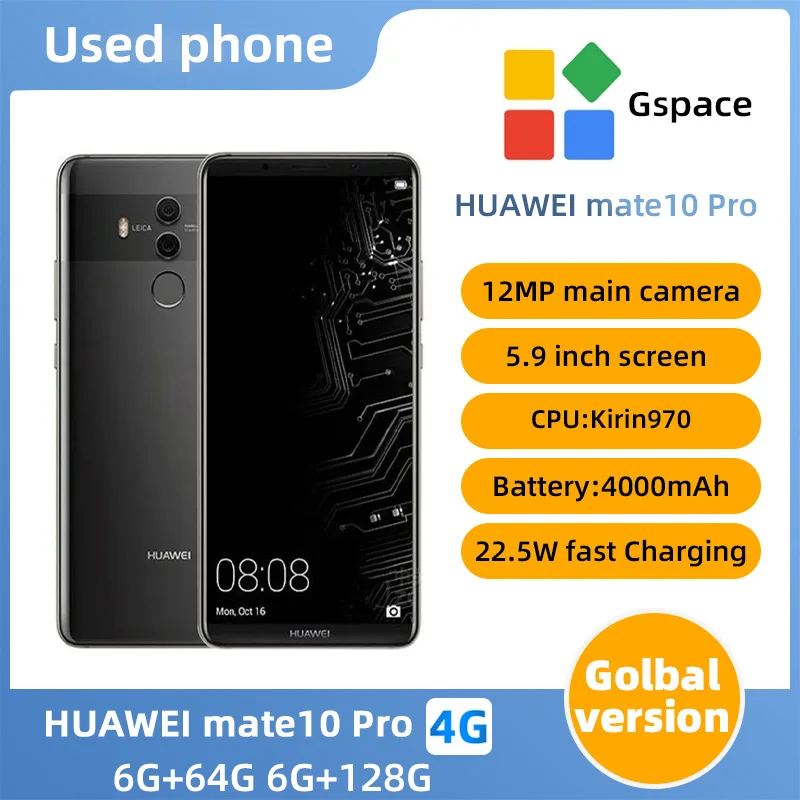 Huawei Mate10 Pro 4G SmartPhone CPU HiSilicon Kirin 970 Battery capacity 4000mAh 12MP Camera original used phone