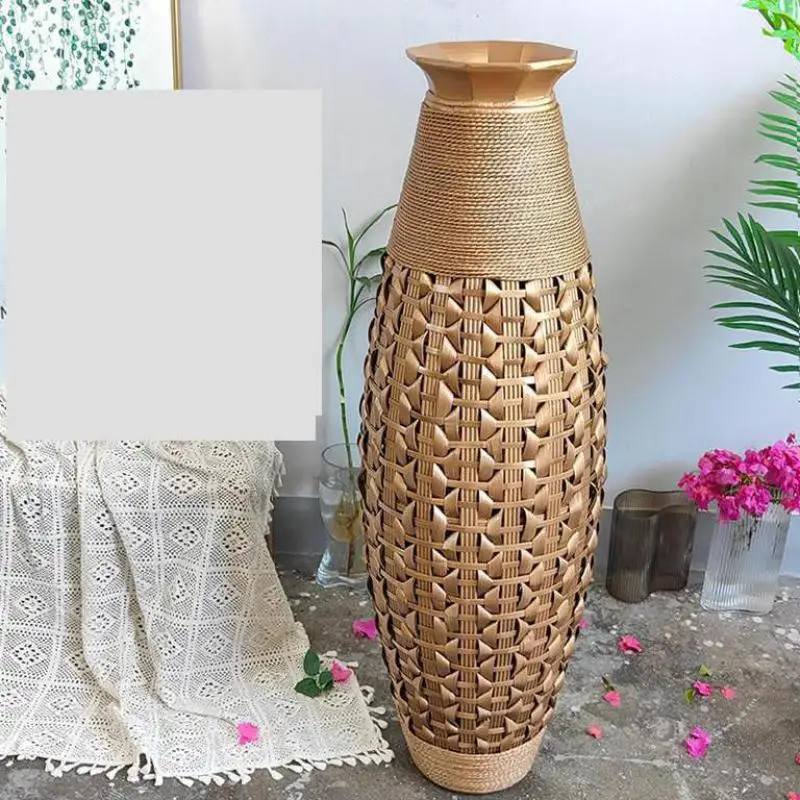 Luxury Large Floor Vase Bamboo Home Decor Living Room Big Tall Vase Wedding Decoration Big Vase On Floor Vintage Big Size Vase 8