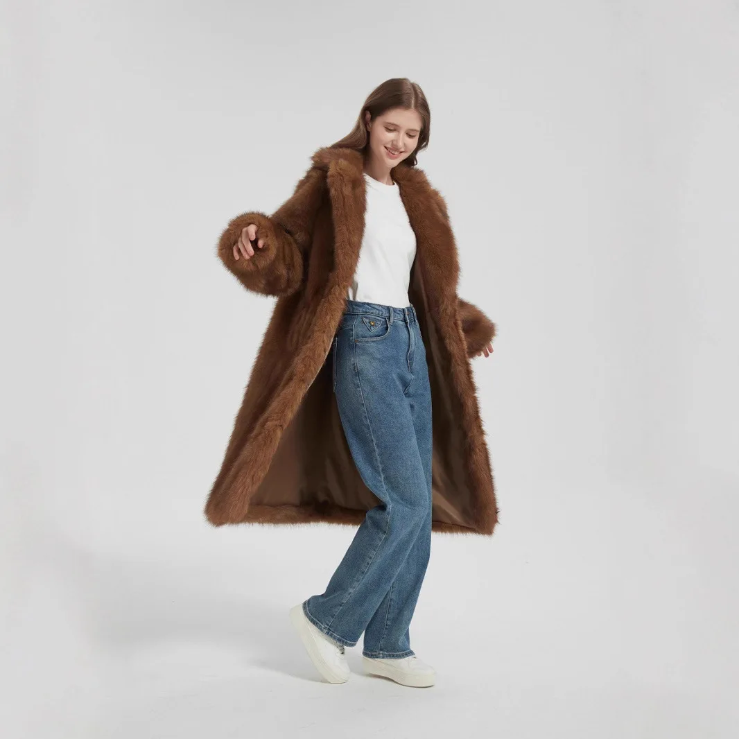 2025 herbst Winter frauen Lange Faux Pelzmantel Einfarbig Eco Pelzmantel Jacke Für Weibliche Slouchy-Stil dame Gefälschte Pelz Jacke