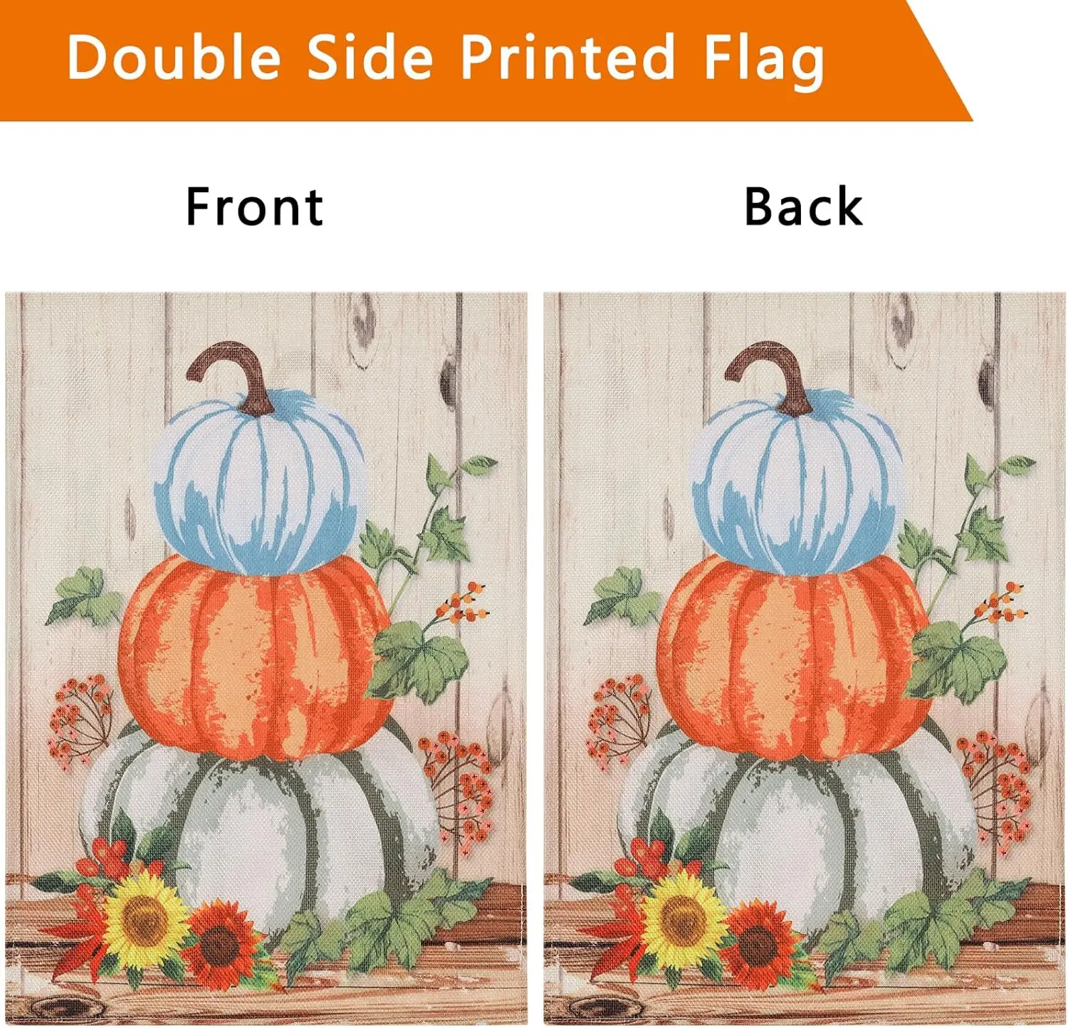 Fall Garden Flags,12x18 Double Sided Garden Flags, Burlap Pumpkin Small Yard Flags for Outside Fall Thanksgiving Farmhouse Seaso