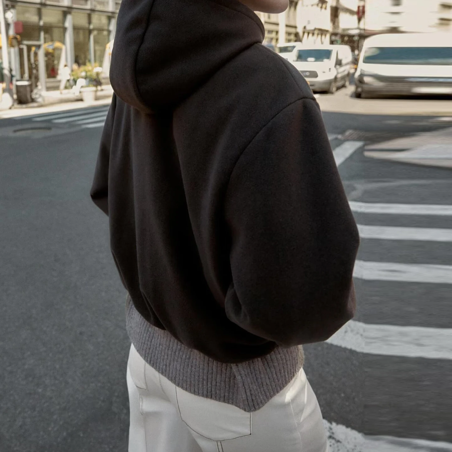 Z Women's Faionable Elastic Hem Hooded Jaet ort Coat Long Sve Zipper Closure Versatile Sli Autumn Outerwear