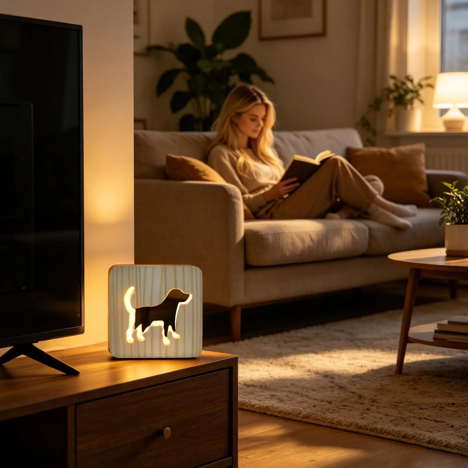 

Wooden Night Light LED Dog Lamp Decoration Cute Night Light For Boys Indoor Bedroom Nursery Room Home Daily Nightstand Bedside
