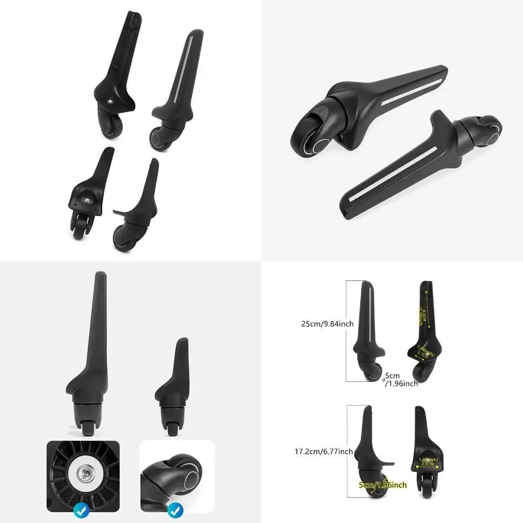 

D46D Replacement Luggage Travel Trunk Caster Spinner Casters Black