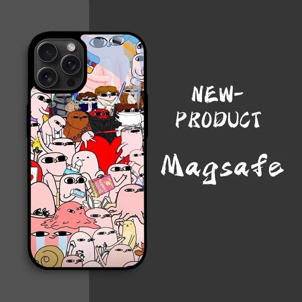 Pink Cartoon Funny big eyes K-Ketnipz Beanbag Phone Case For iPhone16 15 14 13 12 11 Pro Xs Max Mini XR X 7 8 Plus luxury Mirror