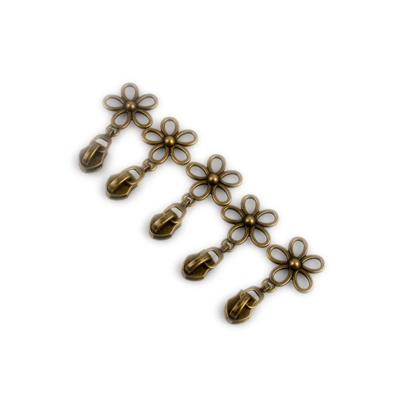 Flower shape 5# Zipper Slider For Nylon Zippers Tape Bag Purse Zipper Pulls Metal Zip Puller Head DIY Garment Sewing Accessories