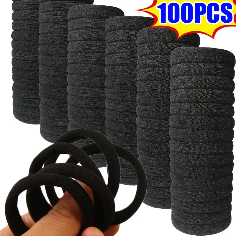 50/100Pcs High Elastic Hair Bands for Women Girls Black Hairband Rubber Ties Ponytail Holder Scrunchies Kids Hair Accessories