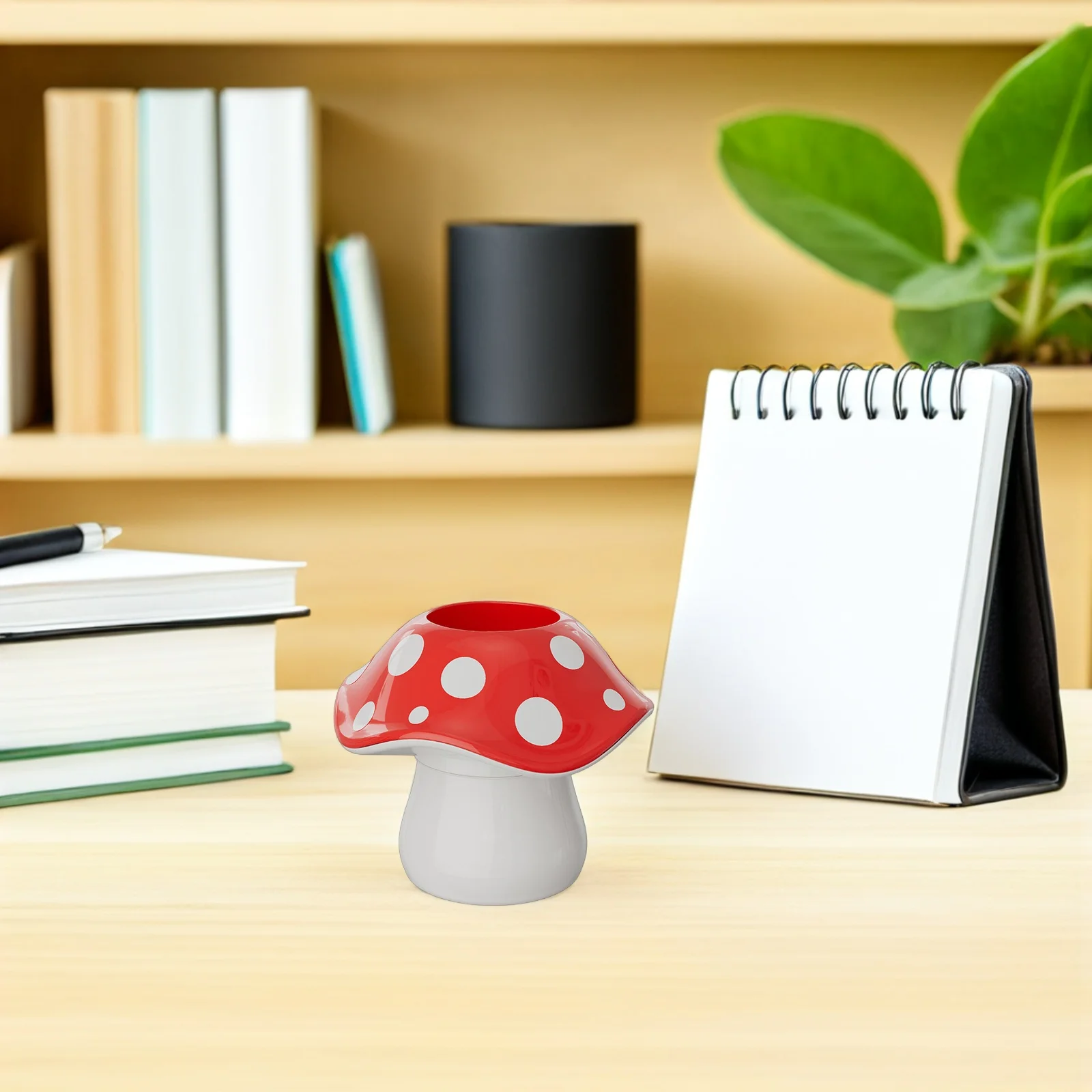 

3Pcs Mushroom Pen Holder Cute Desk Organizer Red Plastic Pencil Holder for Office Dorm Classroom 5 Inch Storage Box