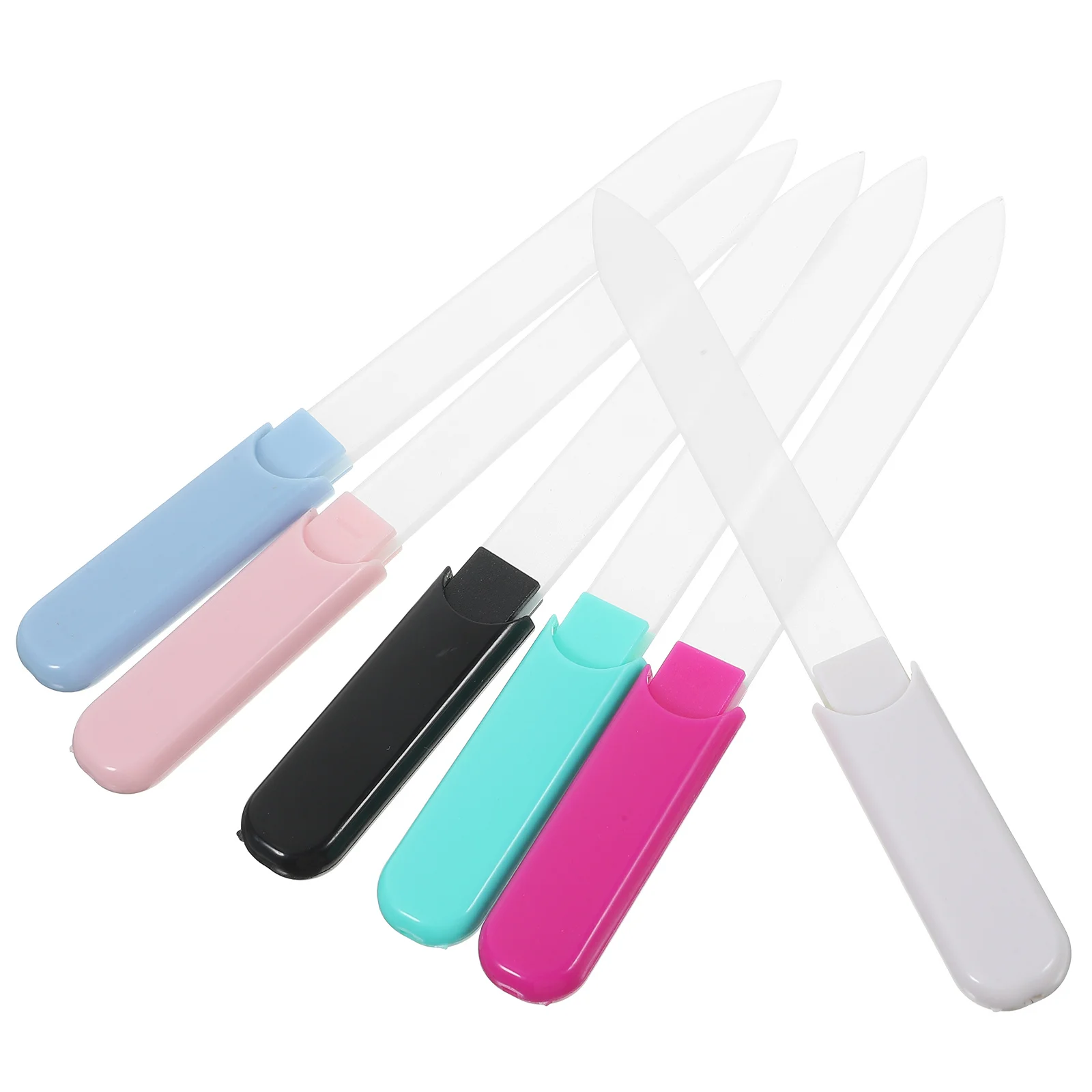 6 stuks glazen nagelvijlen kleine draagbare nagelbuffers fijne korrel manicure pedicure gereedschap voor natuurlijke en acryl nagels salongebruik