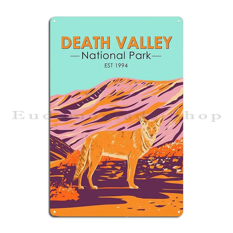 Death Valley National Park Coyote Vintage Metal Sign Customized PaintingWall Plaque Living Room Wall Cave Tin Sign Poster