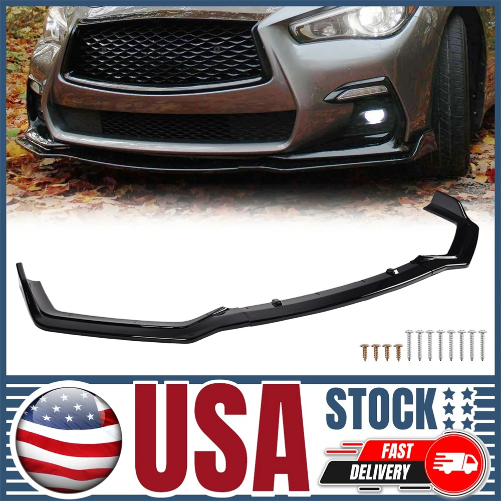 

3PCS/SET Front Bumper Lip Sport/Base Style Glossy Black For Infiniti Q50 2018-2023 Accessory Auto Exterior Modification Parts