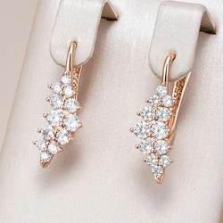 Kinel Hot Shiny Natural Zircon Geometry Drop Earrings For Women Trend 585 Rose Gold Color Wedding Fine Jewelry Crystal Gift