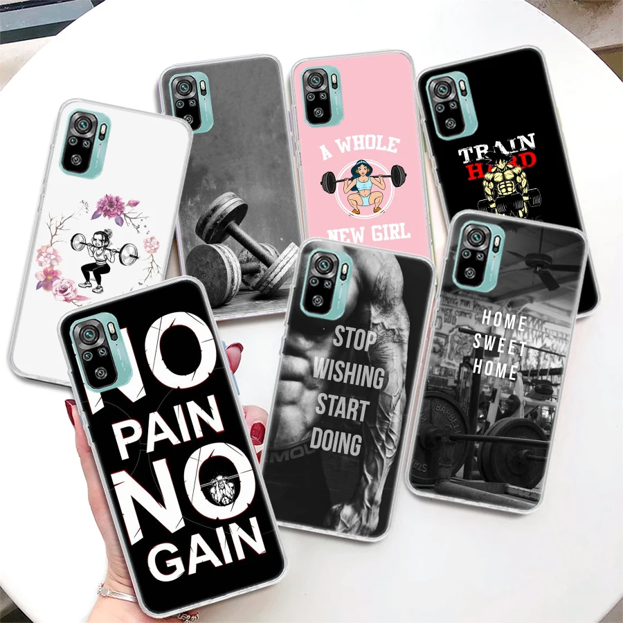 Bodybuilding Gym Fitness Coque Phone Case For Xiaomi Redmi Note 13 12S 12 11S 11T 11E Pro Plus 11 10 10S 9 9S 8 8T 5G Cover Note