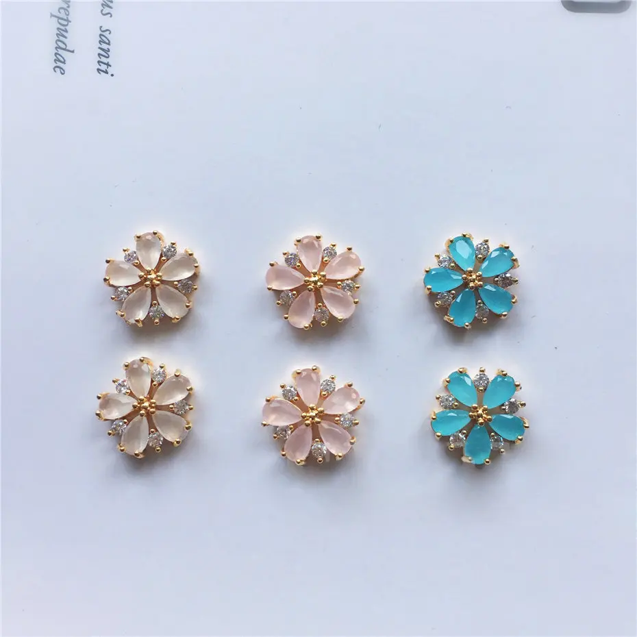 10pcs 3D Japanese Opal Flower Zircon Nail Art Parts Crystals Jewelry Rhinestone Nails Accessories Supplies Decorations Charms