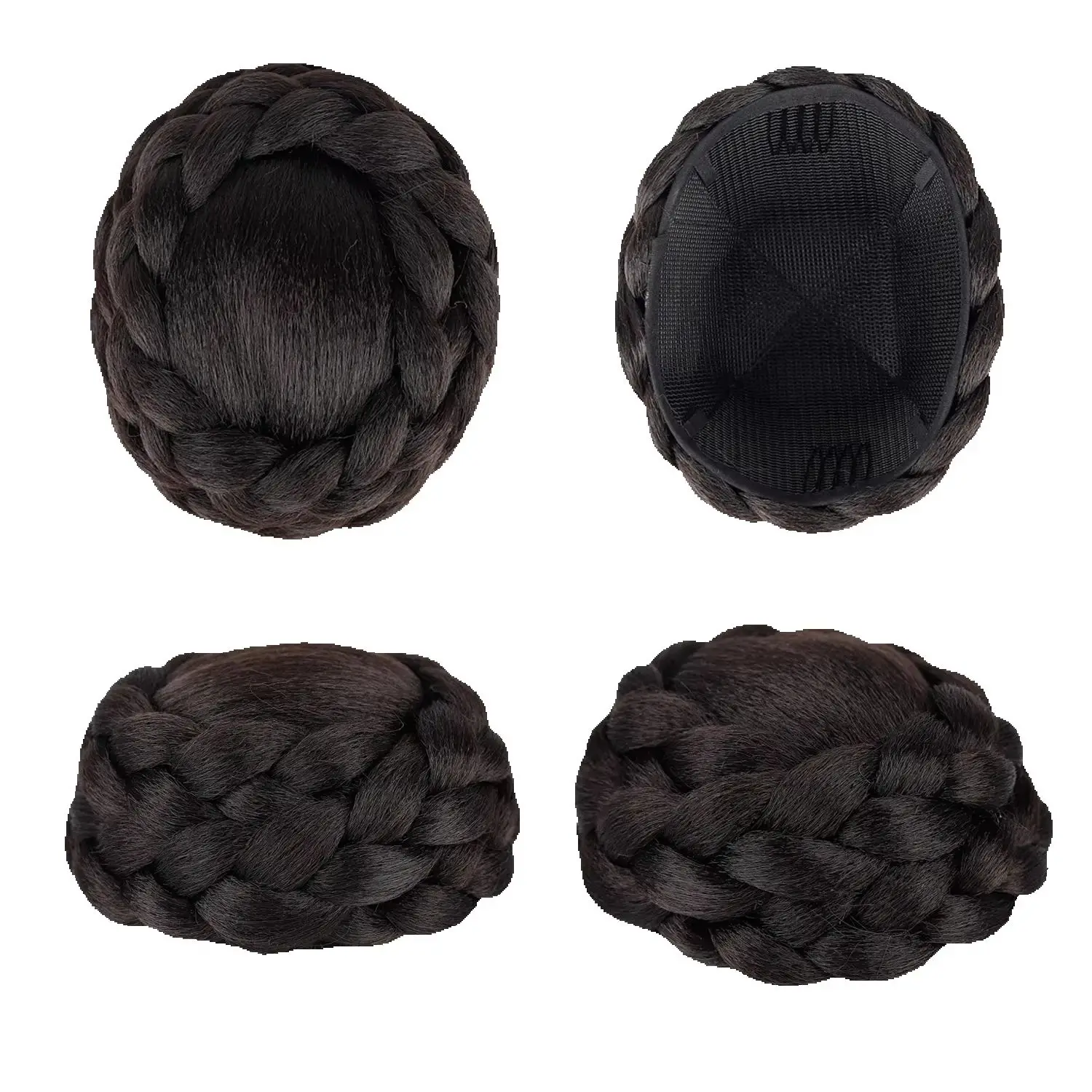 Chignon Synthetic Braided Hair Bun Clip On Wedding Bridal Hairpiece Vintage Fake Hair Bun For Cheongsam Women Updo Hairstyle