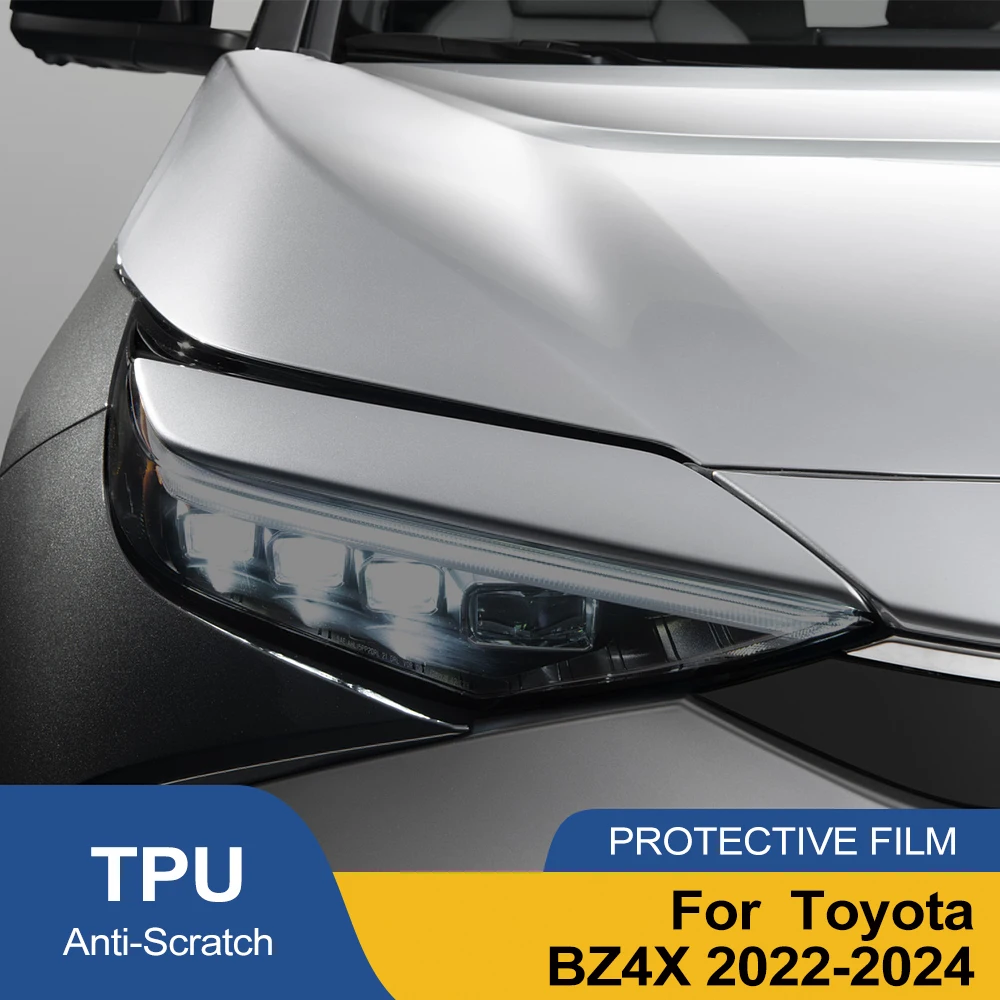 Für Toyota BZ4X 2022-2024 Autoscheinwerfer-Schutzfolie Rauchschwarz Vorgeschnitten Kratzfest Hochglanz Auto-Vinylfolie