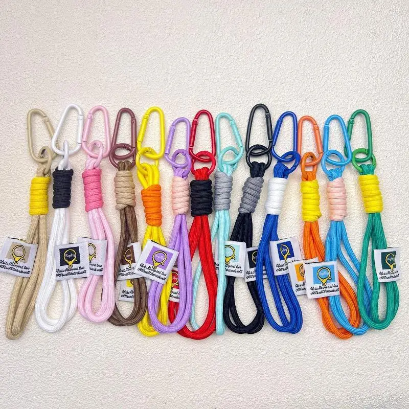Iridescent Braid Rope Keychain Carabiner Key Ring For Bag Pendant Accessories